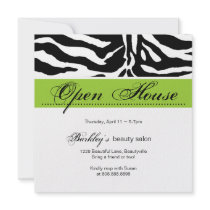 Salon Invitation Open House Ad Zebra Lime Green