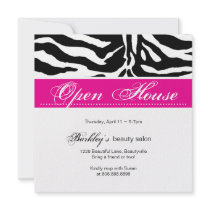 Salon Invitation Open House Ad Zebra Pink