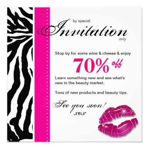 Salon Invitation Open House Ad Zebra Pink