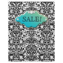 SALON Jewelry Flyer Floral Damask Green Blue BW
