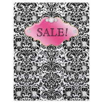 SALON Jewelry Flyer Floral Damask Pink Gold BW