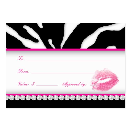 Salon Jewelry Gift Card Zebra Animal Lips Pink Business Card Templates (back side)
