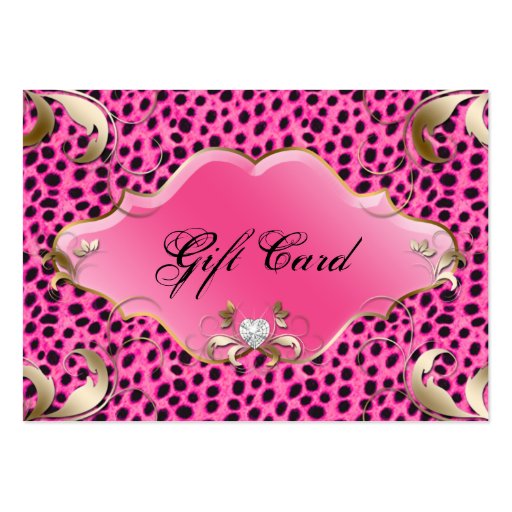 Salon Jewelry Gift Certificate Leopard Pink Floral Business Card