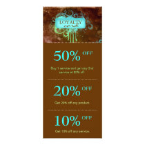 Salon Marketing Cards Blue Brown Grunge Floral Custom Rack Card