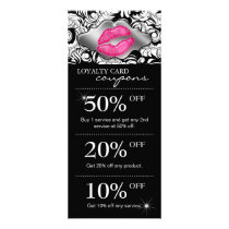 Salon Marketing Cards Damask Pink Glossy Lips Silv Custom Rack Card