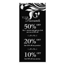 Salon Marketing Cards Elegant Floral Black White 2 Rack Card