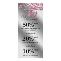 Salon Marketing Cards Jewelry Sparkle Pink Silver Custom Rack Card