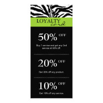 Salon Marketing Cards Zebra Lime Green Black Customized Rack Card