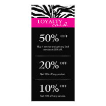 Salon Marketing Cards Zebra Pink Black Rack Card