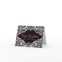 Salon Note Card Damask Black White Pink