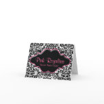 Salon Note Card Damask Black White Pink