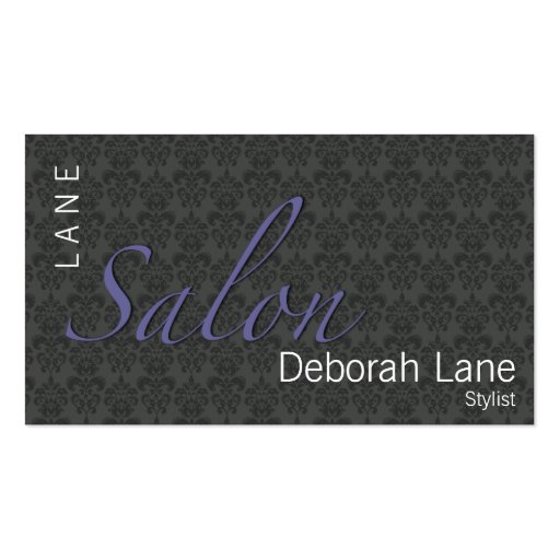 Salon on Damask Business Card Template (front side)