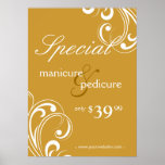 Salon Poster Spa Gold & White Swirls