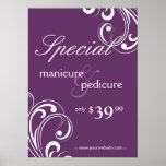 Salon Poster Spa Purple & White Swirls posters