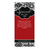 Salon Rack Card Damask Xmas Red Floral Spa rack cards