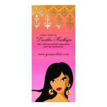 Salon Rack Card Indian Bindi Woman Pink Org Gold