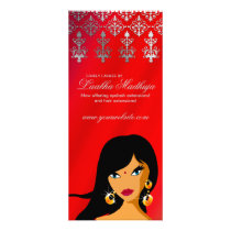 Salon Rack Card Indian Bindi Woman Red Silver