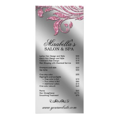 Salon Rack Card Jewelry Leaf Floral Pink Sparkle