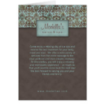 Salon Spa Brochure Blue Brown Damask cards