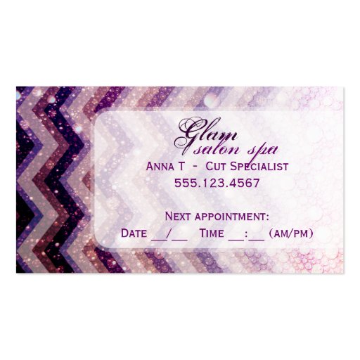 Salon Spa Business Card Chevron Purple Shiny (back side)