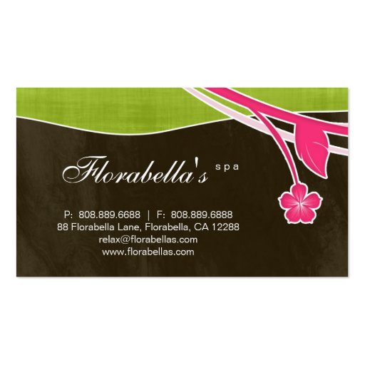 Salon Spa Business Card Floral Pink Brown Tropical (back side)
