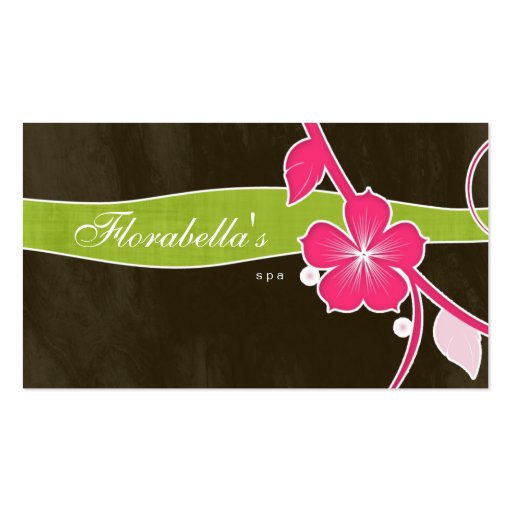 Salon Spa Business Card Floral Pink Brown Tropical