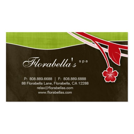 Salon Spa Business Card Floral Red Brown Tropical (back side)