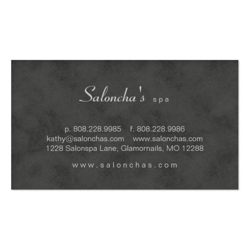 Salon Spa Business Card gray / grey aged damask (back side)