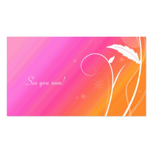 Salon Spa Business Card leaf pink orange (back side)