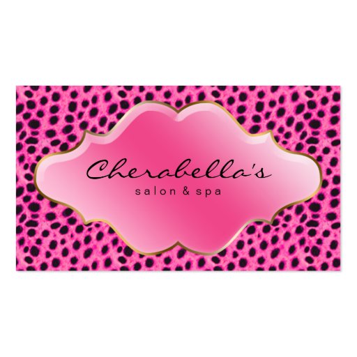 Salon Spa Business Card Pink Leopard (front side)