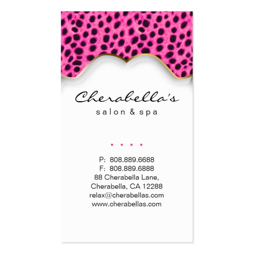 Salon Spa Business Card Pink Leopard (back side)
