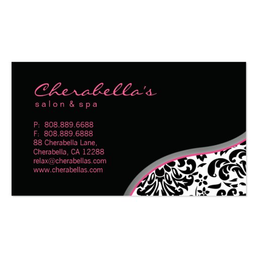 Salon Spa Business Card Pink Lips (back side)
