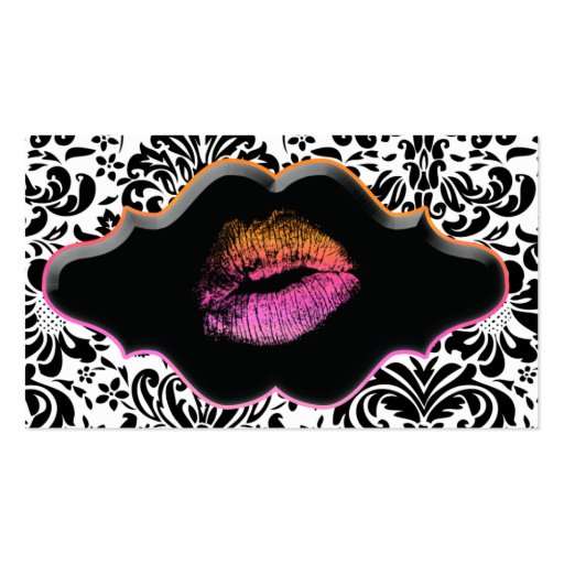 Salon Spa Business Card Pink Orange Lips (front side)