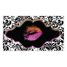 Salon Spa Business Card Pink Orange Lips
