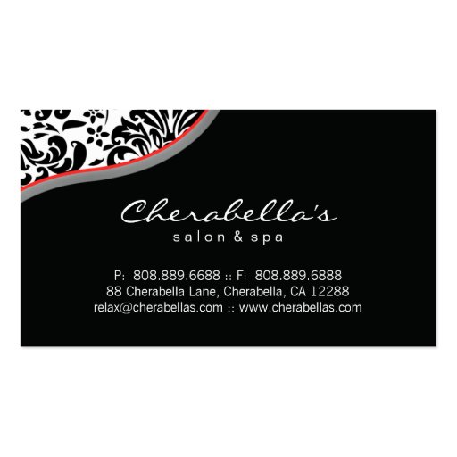 Salon Spa Business Card Red Lips (back side)