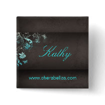 Salon Spa Butterfly Name Tag Button Brooch