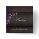 Salon Spa Butterfly Name Tag Button Brooch purple