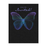 Salon Spa Butterfly Postcard Invitation Blue