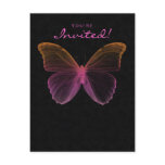 Salon Spa Butterfly Postcard Invitation Pink