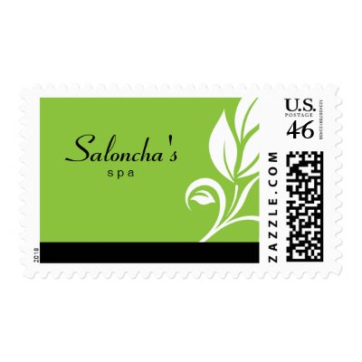 Salon Spa Company Postage Stamp leaf green by spacards