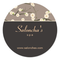 Salon spa floral cherry blossom sticker brown