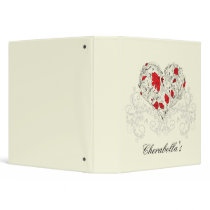 Salon Spa Floral Heart Red Cream Binder