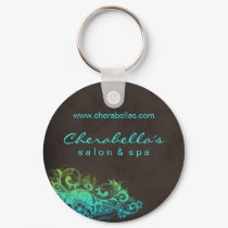 Salon Spa Floral Key Chain Blue Green keychains by BestCards Salon Spa Floral Key Chain Blue Green keychains