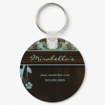 Salon Spa Floral Key Chain Gift damask blue brown keychains by spacards Salon Spa Floral Key Chain Gift damask blue brown keychains
