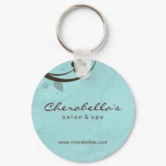 Salon Spa Floral Key Chain Gift watery blue keychain