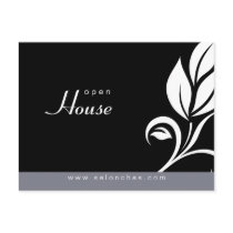 Salon Spa Floral Leaf Postcard Invitation gray