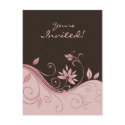 Salon Spa Floral Postcard Invitation Pink Brown