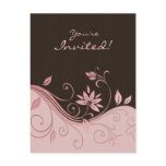 Salon Spa Floral Postcard Invitation Pink Brown