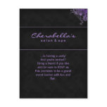 Salon Spa Floral Postcard Invitation Purple Black