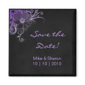 Salon Spa Flower Magnet Black Suede Purple by spacards Salon Spa Flower Magnet Black Suede Purple